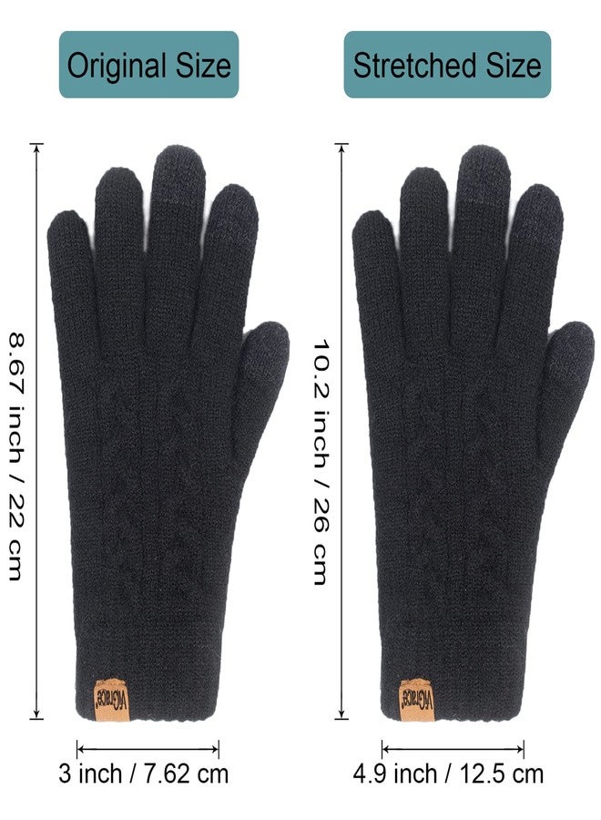 ViGrace Women's Winter Warm Touch Screen Gloves Cable Knit Wool Fleece Lined Touchscreen Texting Mittens for Women - Image 5